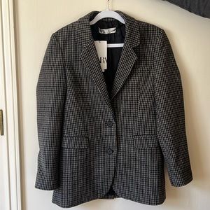 NWT Zara Herringbone Tweed Blazer Sz S